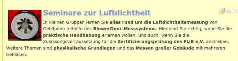 Termine für BlowerDoor-Basisseminare in Süddeutschland